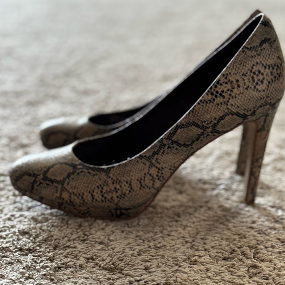 BCBG snake print heels